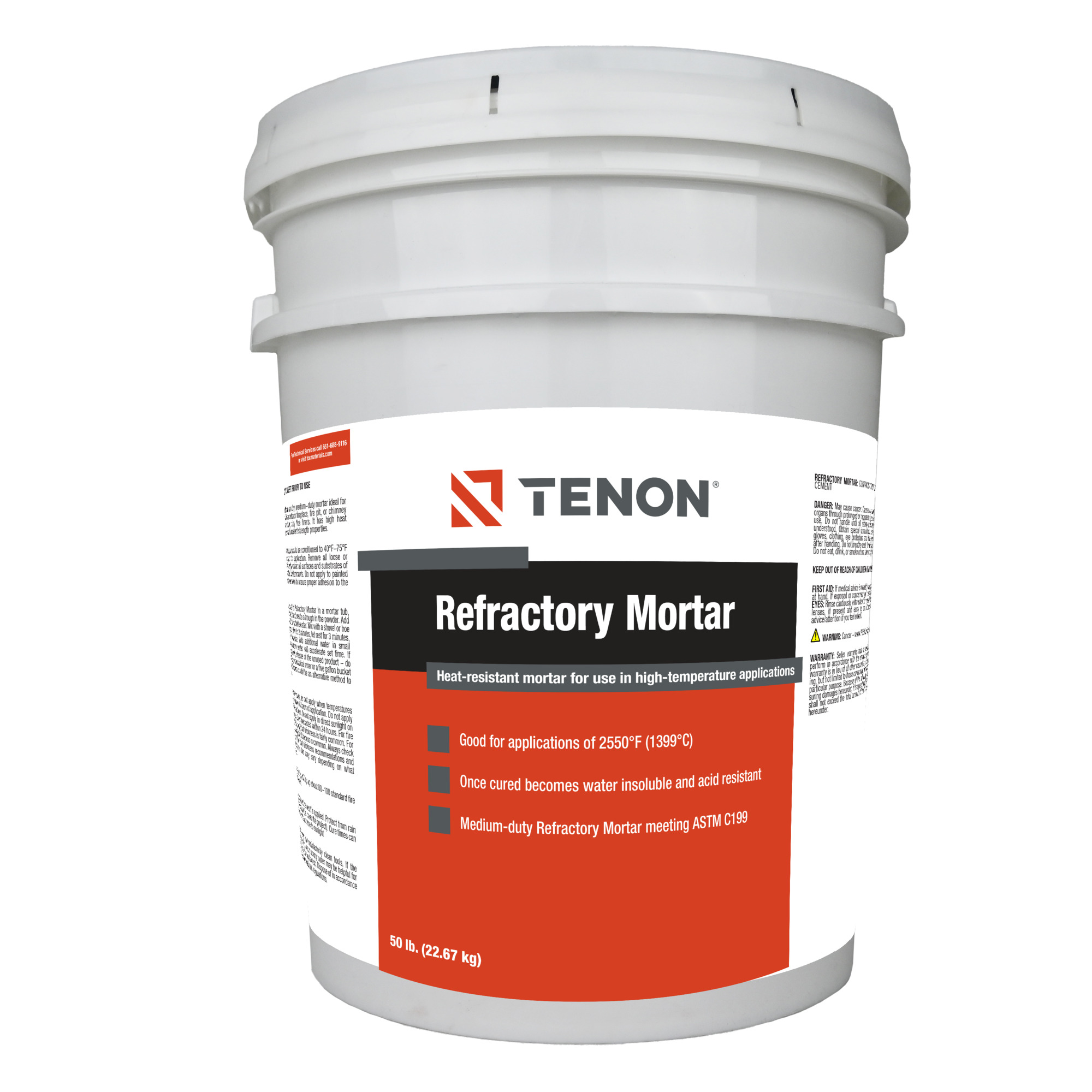 Tenon Refractory Mortar, 50 Lbs., Model #121094